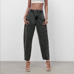 Zara High Rise Charcoal Jeans